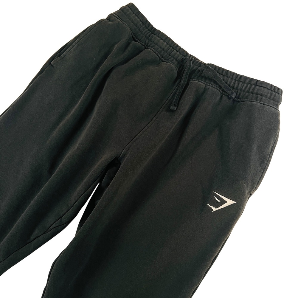 Gymshark Crest Joggers Mens Medium Black Sweatpants Athleisure Logo Cuffed